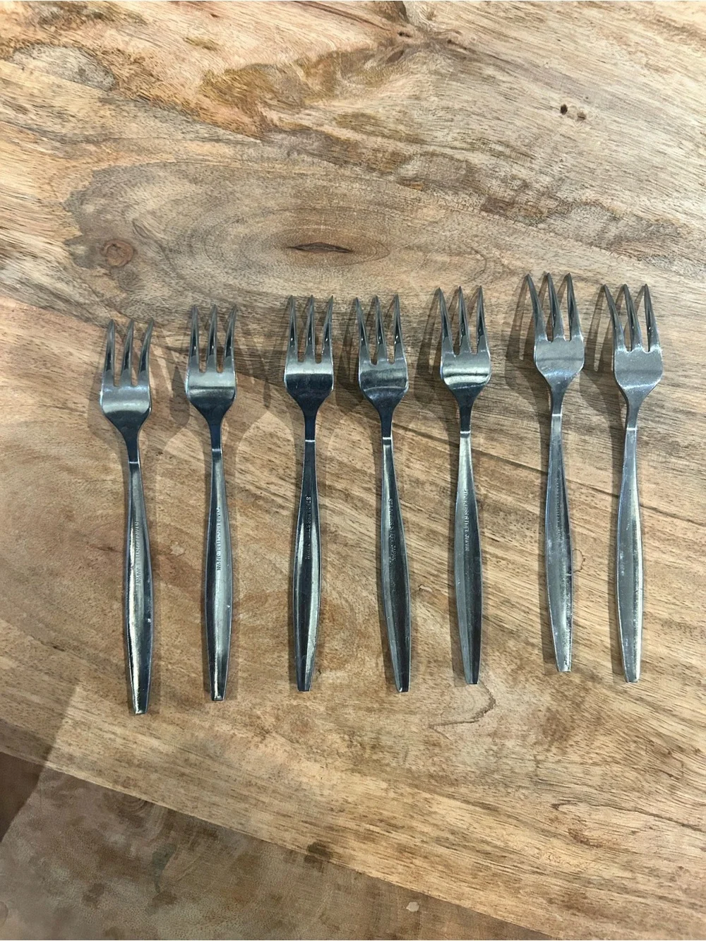 Vintage Japan 3 Star Stainless Steel MCM Replacement Flatware 7 Cocktail Forks